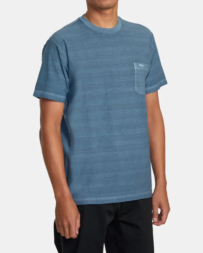 RVCA Short Sleeves PTC Stripe TShirt Industrial Blue 8211 Men