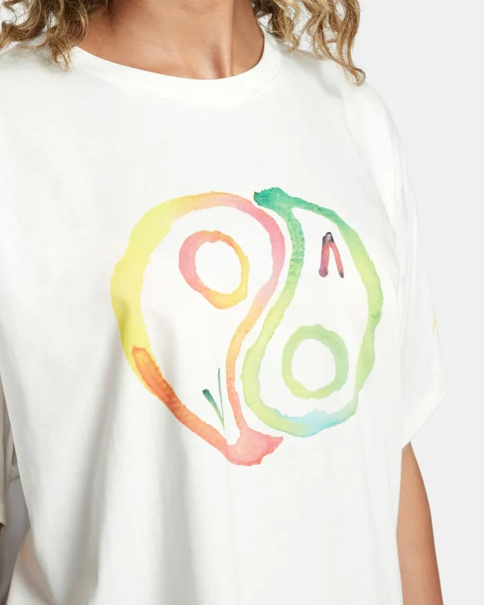 RVCA Short Sleeves Rose Machado Yin Yang Tee Vintage White 8211 MenWomen