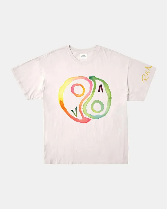 RVCA Short Sleeves Rose Machado Yin Yang Tee Vintage White 8211 MenWomen