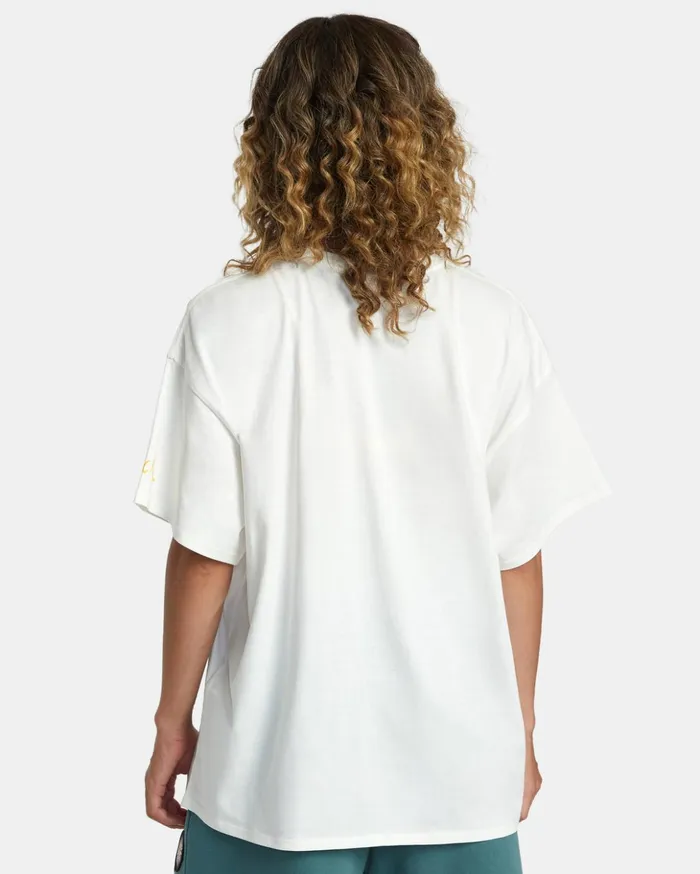 RVCA Short Sleeves Rose Machado Yin Yang Tee Vintage White 8211 MenWomen