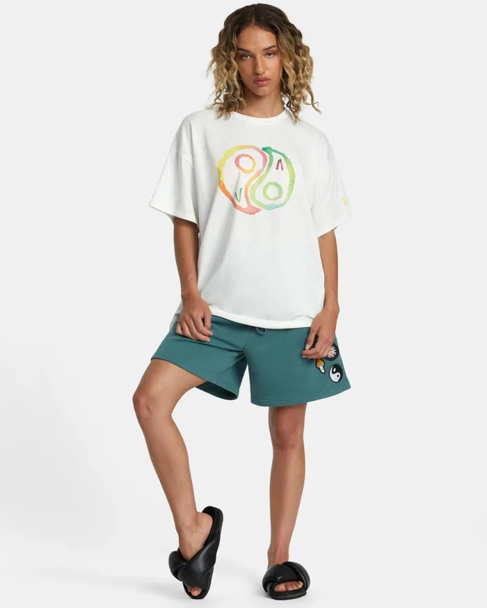 RVCA Short Sleeves Rose Machado Yin Yang Tee Vintage White 8211 MenWomen