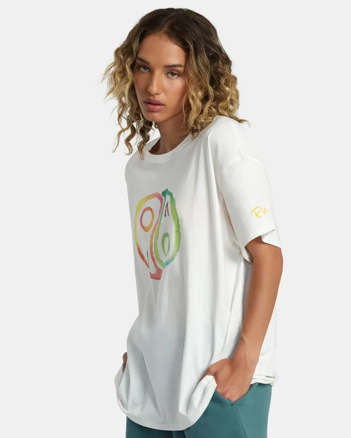 RVCA Short Sleeves Rose Machado Yin Yang Tee Vintage White 8211 MenWomen