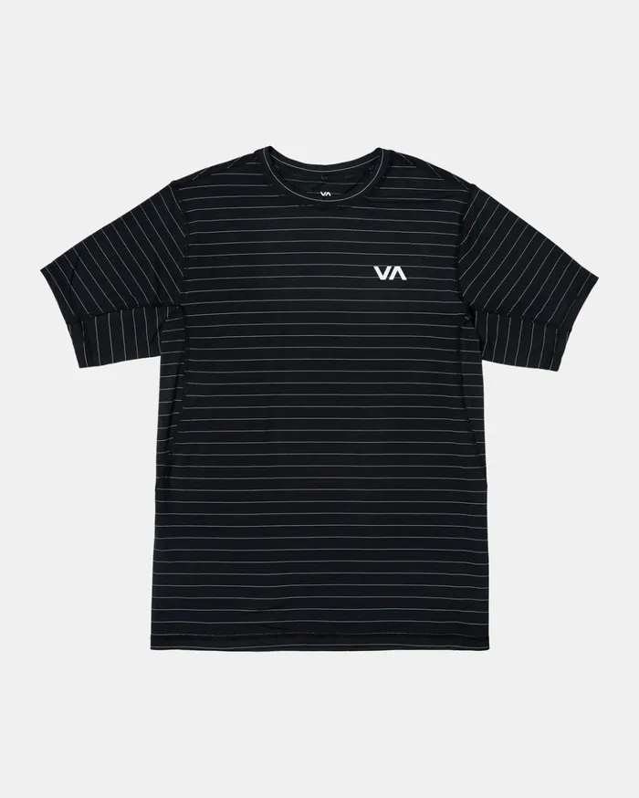 RVCA Short Sleeves Sport Vent Stripe Technical Short Sleeve Top Black 8211 Men