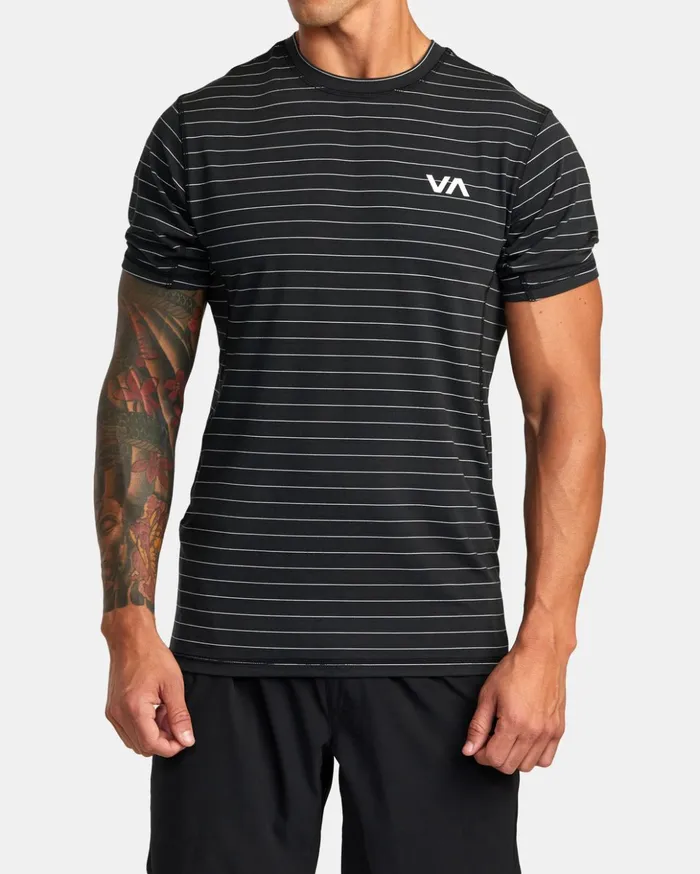 RVCA Short Sleeves Sport Vent Stripe Technical Short Sleeve Top Black 8211 Men RVCA Short Sleeves Sport Vent Stripe Technical Short Sleeve Top Black 8211 Men