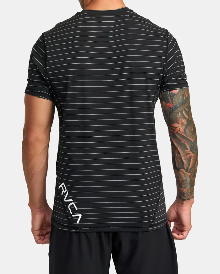 RVCA Short Sleeves Sport Vent Stripe Technical Short Sleeve Top Black 8211 Men RVCA Short Sleeves Sport Vent Stripe Technical Short Sleeve Top Black 8211 Men