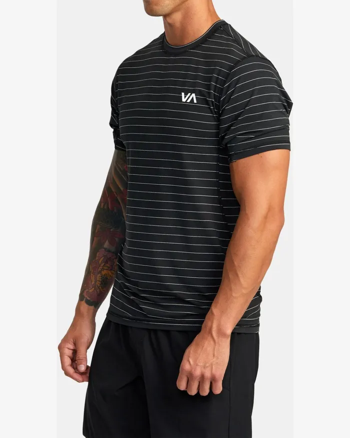 RVCA Short Sleeves Sport Vent Stripe Technical Short Sleeve Top Black 8211 Men RVCA Short Sleeves Sport Vent Stripe Technical Short Sleeve Top Black 8211 Men