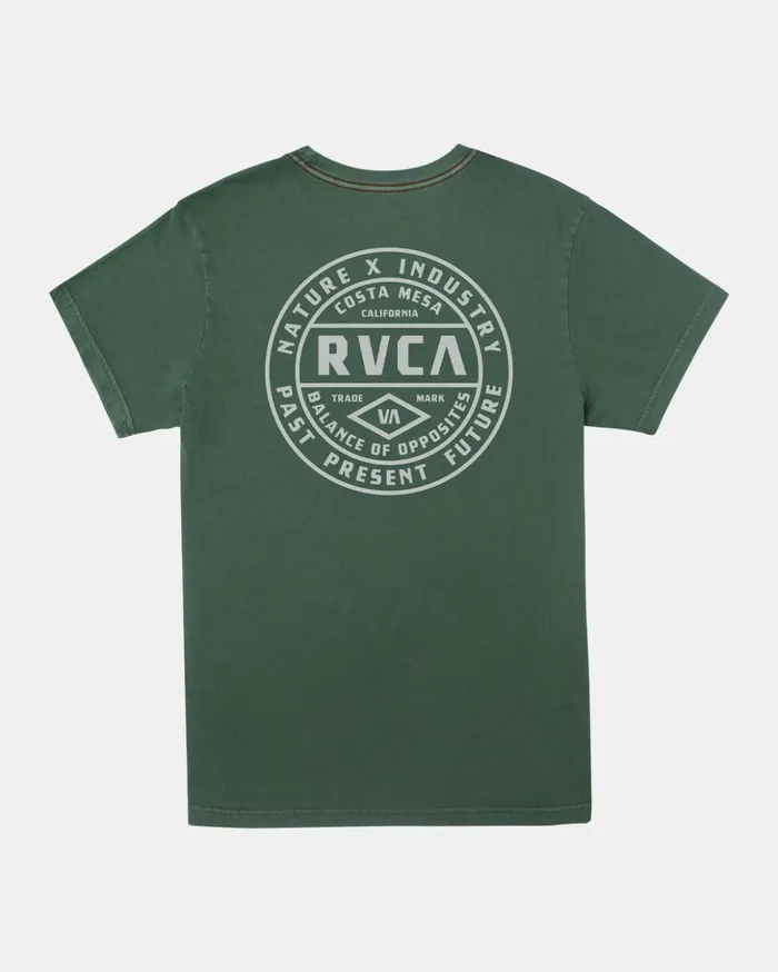 RVCA Short Sleeves Standard Issue TShirt College Green 8211 Men