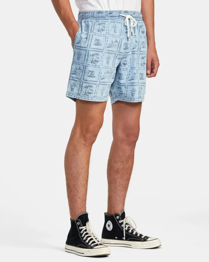 RVCA Shorts Hybrids Escape Chambray Elasticized Shorts Washed Denim 8211 Men RVCA Shorts Hybrids Escape Chambray Elasticized Shorts Washed Denim 8211 Men