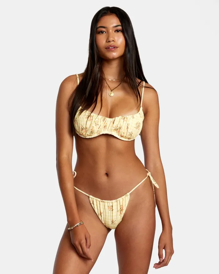 RVCA Swim New Arrivals Cottage Wide Rib Bralette Bikini Top Golden 8211 Women