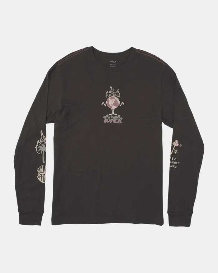 RVCA Tees Tanks Boy039s Scorched Long Sleeve TShirt Pirate Black 8211 Boys