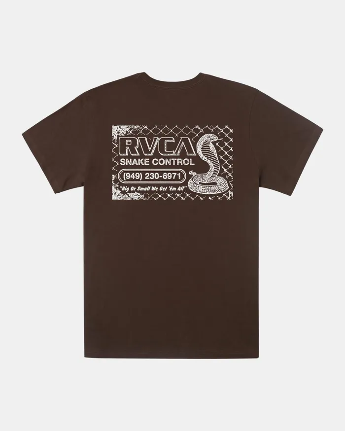 RVCA Tees Tanks Boy039s Snake Control TShirt Chocolate 8211 Boys