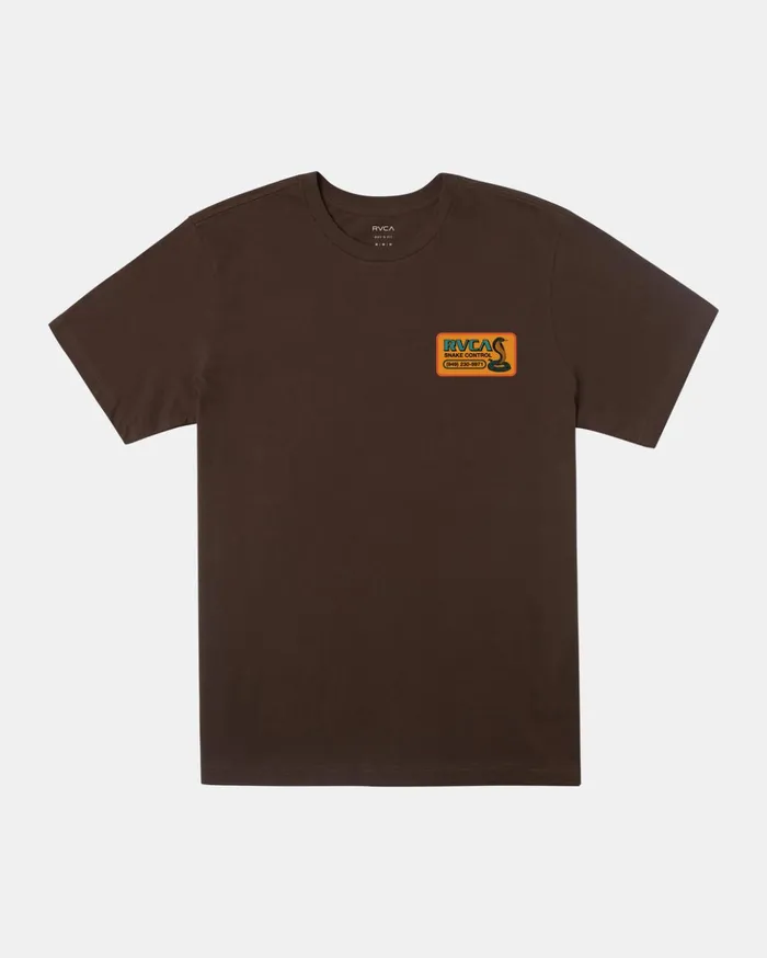 RVCA Tees Tanks Boy039s Snake Control TShirt Chocolate 8211 Boys