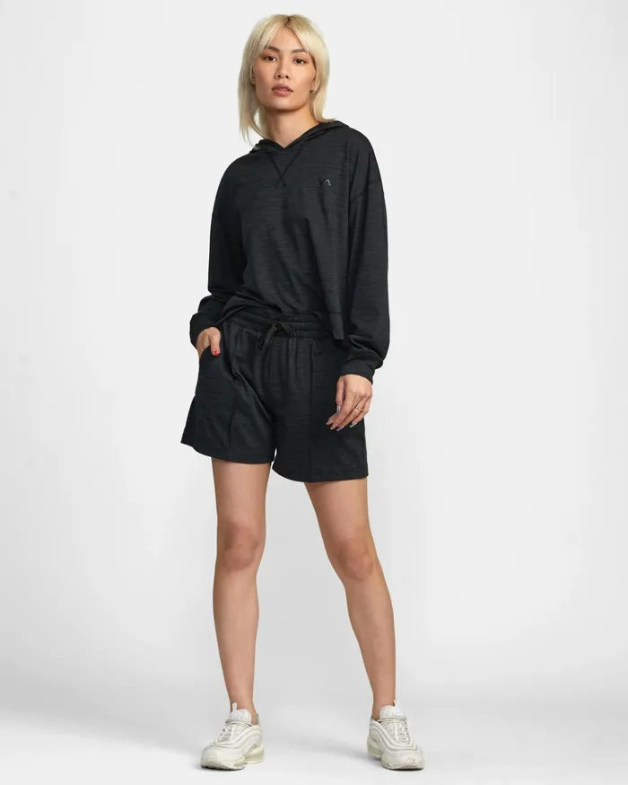 RVCA Tops CAble Cropped Workout Hoodie Black 8211 Women