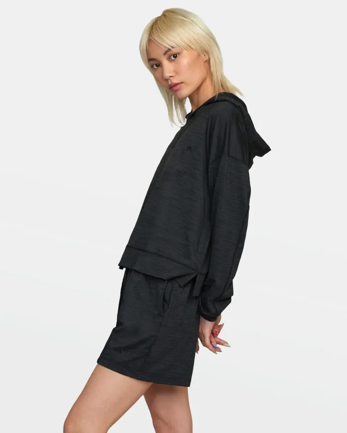 RVCA Tops CAble Cropped Workout Hoodie Black 8211 Women