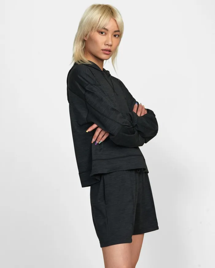 RVCA Tops CAble Cropped Workout Hoodie Black 8211 Women