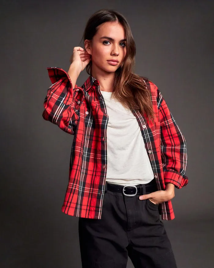 RVCA Tops Notorious Long Sleeve Flannel Shirt Chrysanthemum 8211 Women