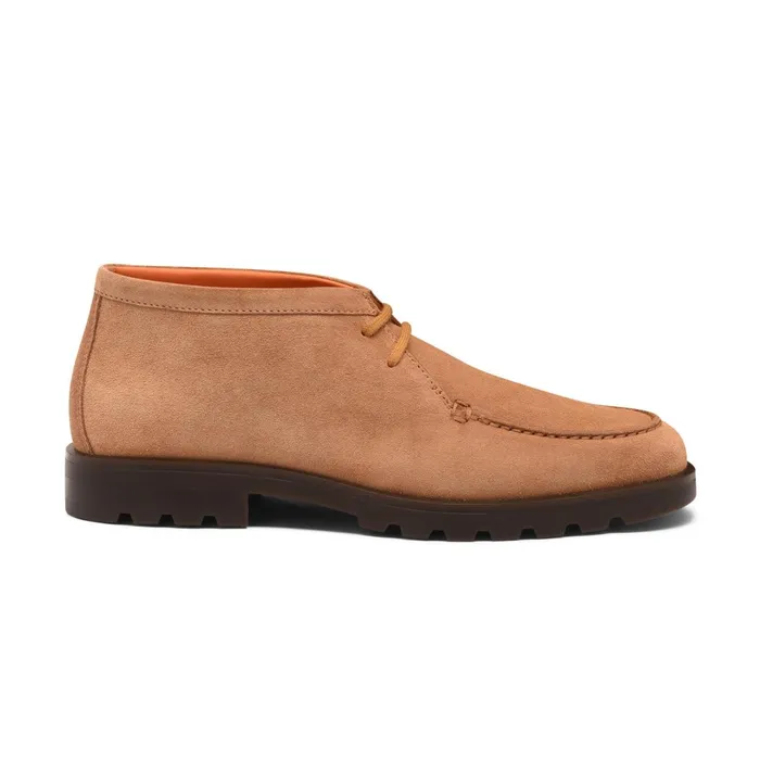 Santoni Light Brown Suede Desert Boot Men Boots