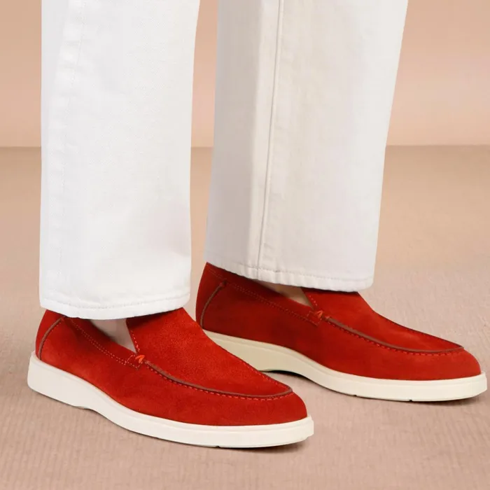 Santoni Orange Suede Loafer Men Loafers