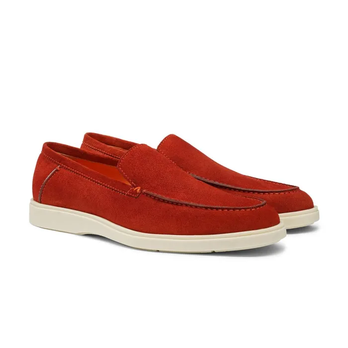 Santoni Orange Suede Loafer Men Loafers