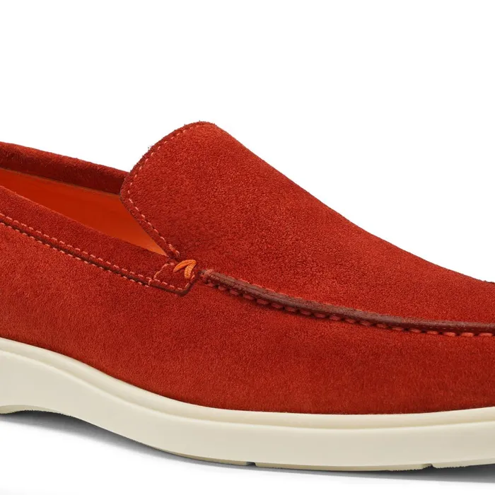 Santoni Orange Suede Loafer Men Loafers