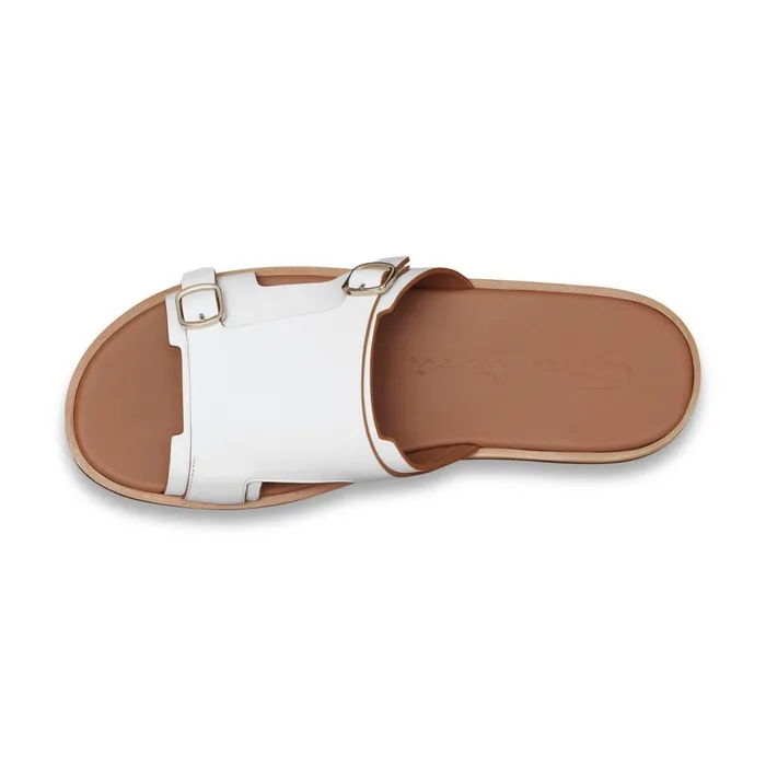 Santoni White Leather DoubleBuckle Sandal Men Sandals