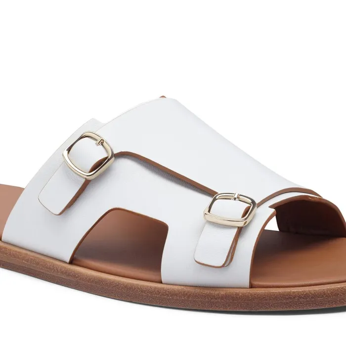 Santoni White Leather DoubleBuckle Sandal Men Sandals