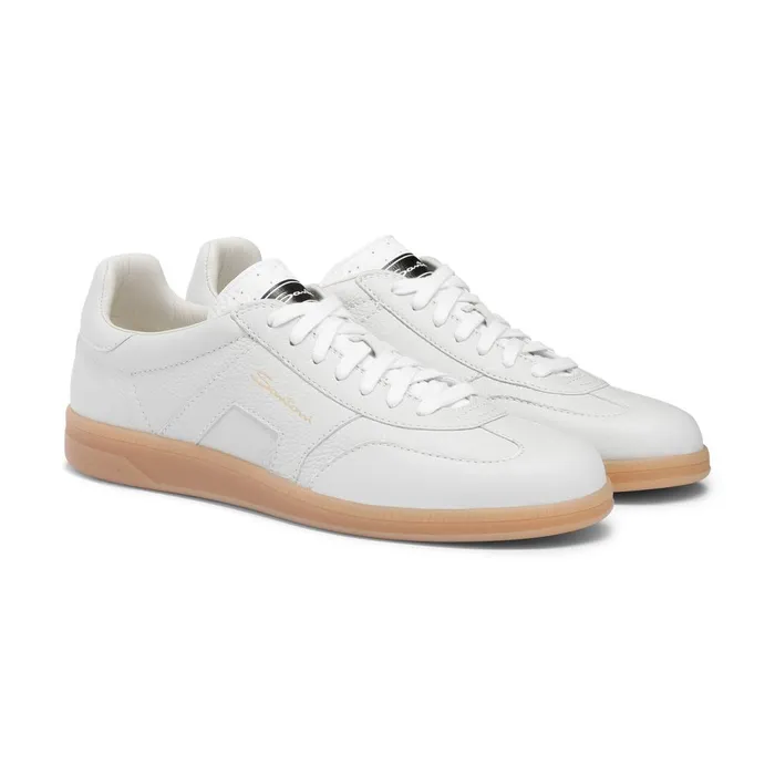 Santoni White Tumbled Leather Dbs Oly Sneaker Men Sneakers