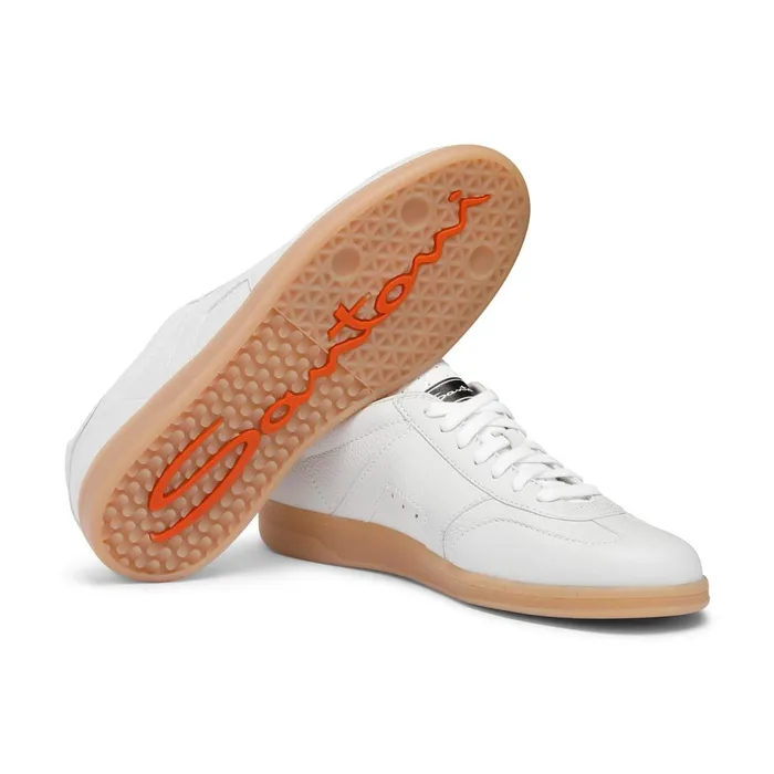 Santoni White Tumbled Leather Dbs Oly Sneaker Men Sneakers