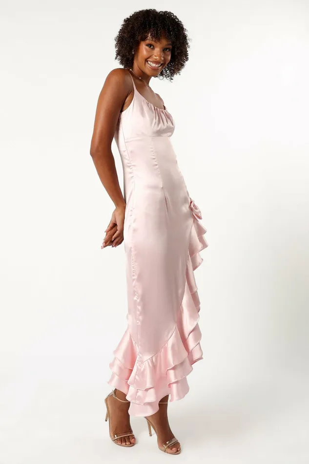 Satin Dresses Addie Midi Dress Light Pink 8211 Petal and Pup Women
