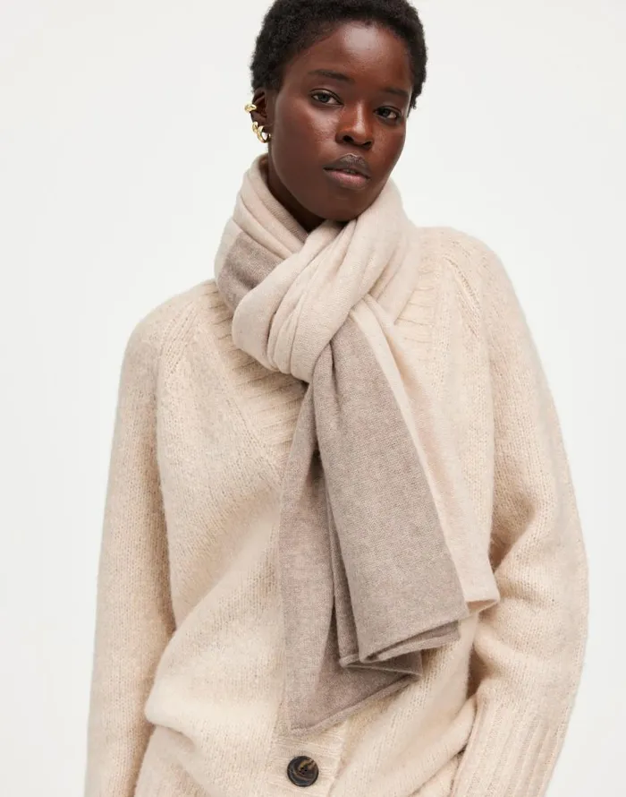 Scarves Women Madewell Colorblock Cashmere Scarf Hthr Sandstone