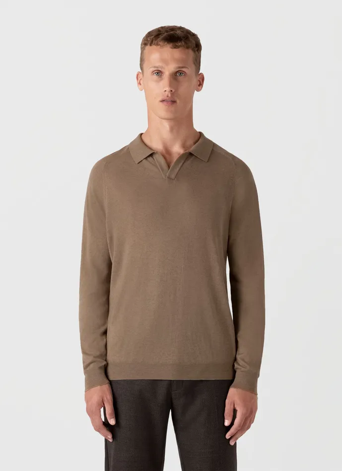 Sea Island Cashmere Polo Shirt Oat Men Polo Shirts ussunspel Sea Island Cashmere Polo Shirt Oat Men Polo Shirts ussunspel