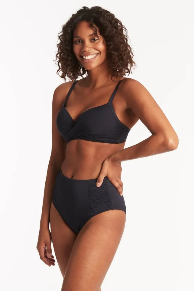 Sea Level Bottoms Eco Essentials High Waist Gathered Side Pant Eco Essentials Night Sky 8211 Women