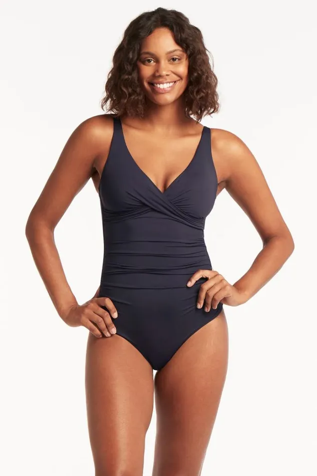 Sea Level One Pieces Eco Essentials Cross Front One Piece Eco Essentials Night Sky 8211 Women