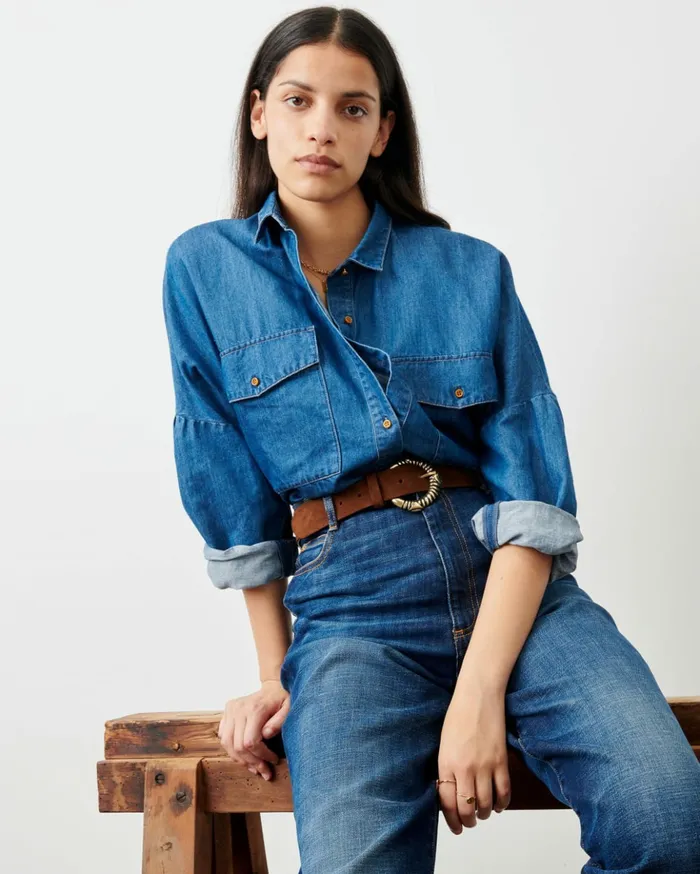 Sessn Womens Shirts And Blouses Botania Indigo On Sale