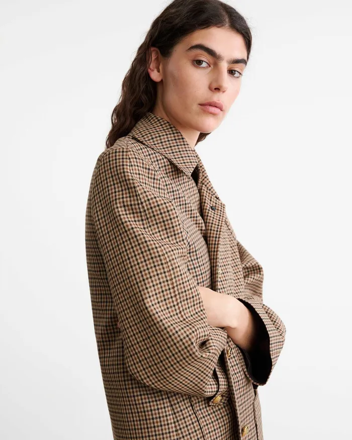SETH DUSTER COAT Beigebrown Houndstooth Women Nili Lotan Coats and Outerwear