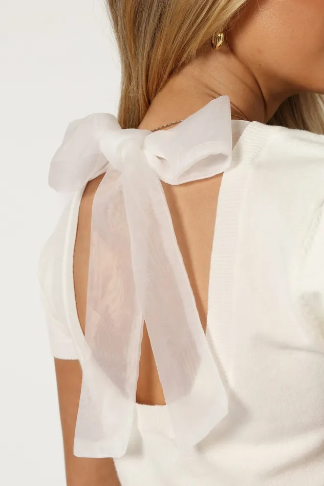 Shannon Bow Top Off White Women Tops Petal and Pup