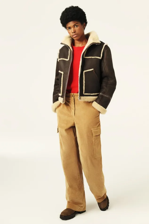Shearling Jacket Melvin Gray Women Baandsh Jackets and Coats