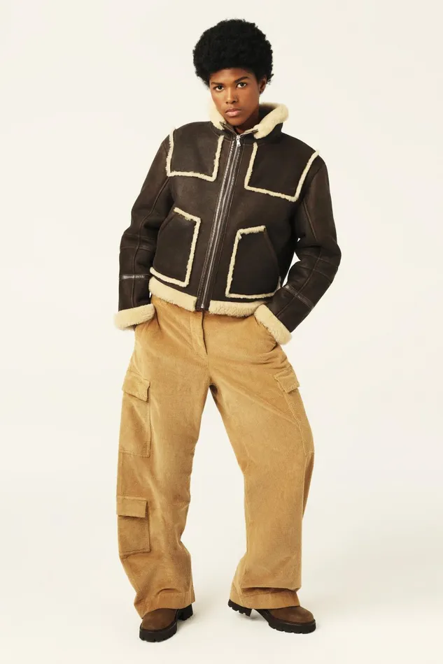 Shearling Jacket Melvin Gray Women Baandsh Jackets and Coats