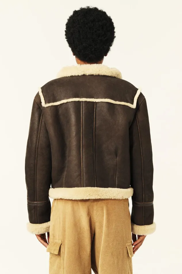 Shearling Jacket Melvin Gray Women Baandsh Jackets and Coats