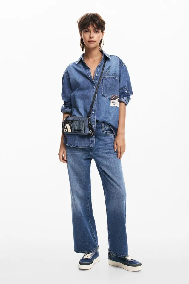 Shirts And Blouses Women Desigual Mickey Mouse Denim Shirt Blue
