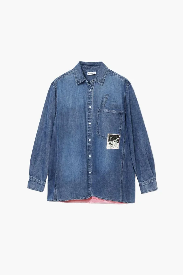Shirts And Blouses Women Desigual Mickey Mouse Denim Shirt Blue