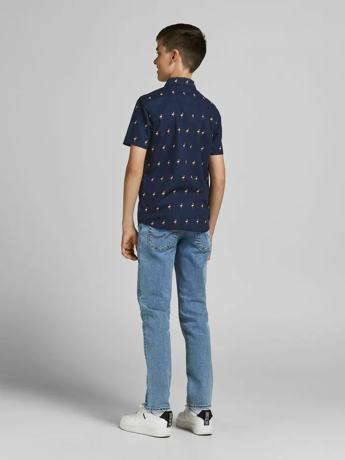 Shirts JACK and JONES Junior BOYS SHORT SLEEVED SHIRT Blue Navy Blazer Popular