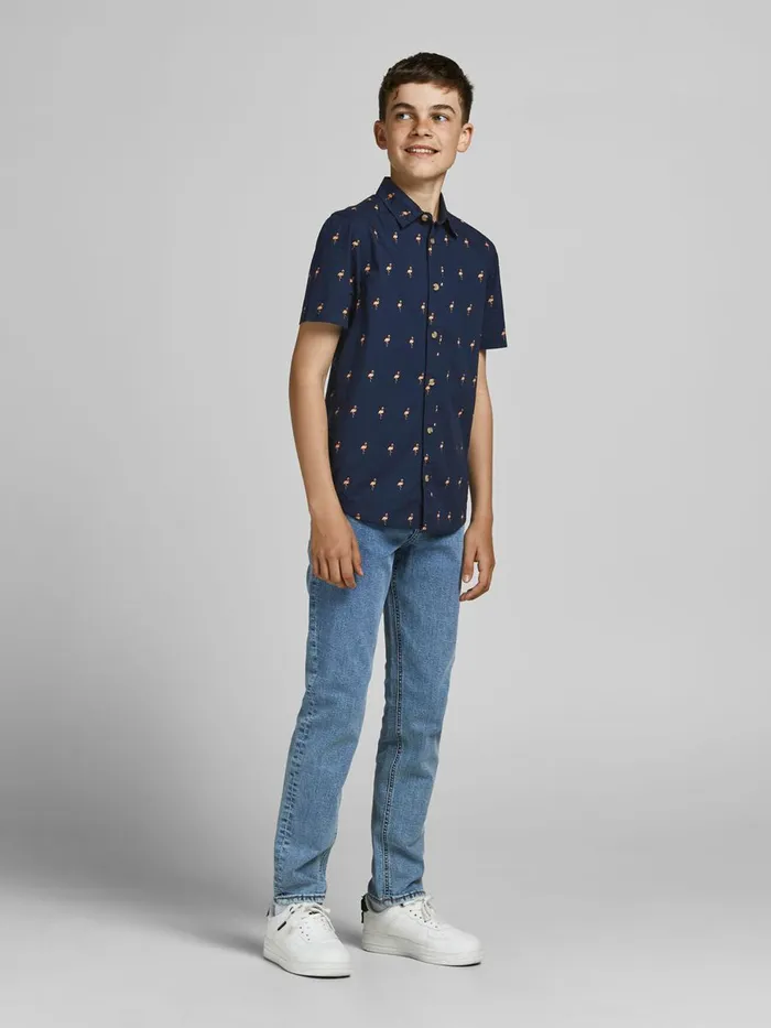 Shirts JACK and JONES Junior BOYS SHORT SLEEVED SHIRT Blue Navy Blazer Popular
