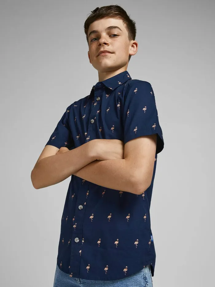Shirts JACK and JONES Junior BOYS SHORT SLEEVED SHIRT Blue Navy Blazer Popular