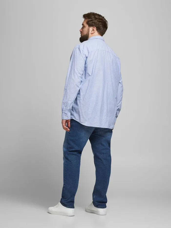 Shirts JACK and JONES Mens POPLIN BUTTONDOWN PLUS SIZE SHIRT Blue Infinity Near Me