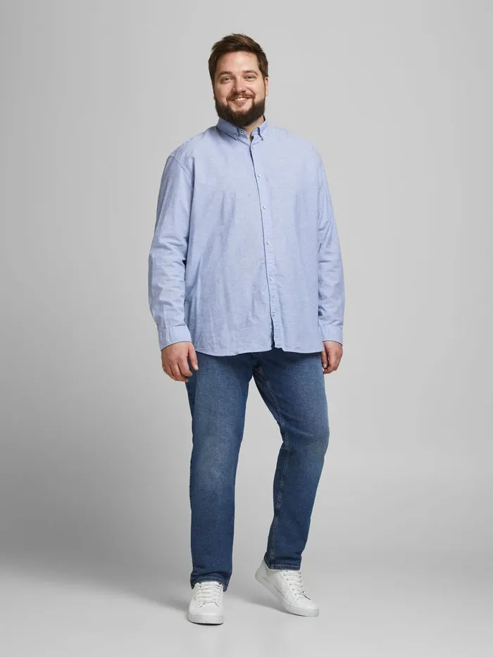 Shirts JACK and JONES Mens POPLIN BUTTONDOWN PLUS SIZE SHIRT Blue Infinity Near Me