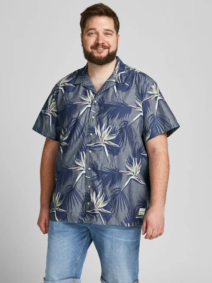 Shirts JACK and JONES Mens RESORT PLUS SIZE SHORT SLEEVED SHIRT Blue Navy Peony Online Shirts JACK and JONES Mens RESORT PLUS SIZE SHORT SLEEVED SHIRT Blue Navy Peony Online