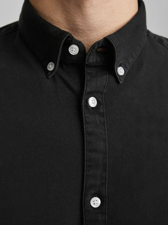 Shirts JACK and JONES Mens SLIM FIT BUTTONDOWN DENIM SHIRT Black Black Denim On Sale