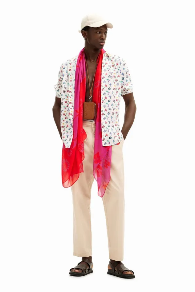 Shirts Men Desigual Floral Print Shirt White