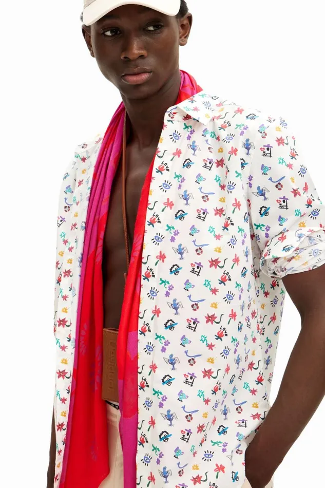 Shirts Men Desigual Floral Print Shirt White